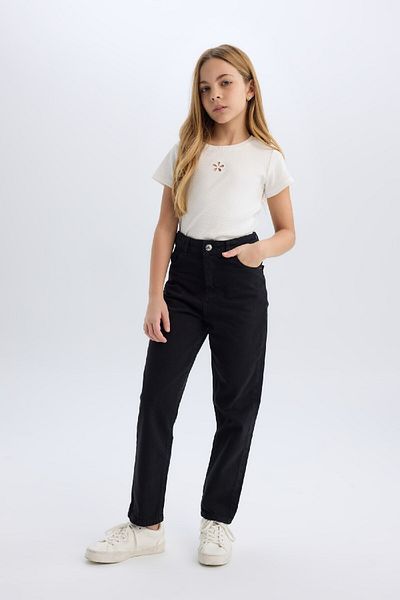 DeFacto Girls Mom Fit Ripped Detail Standard Leg Jean Pants D5438A824Wn