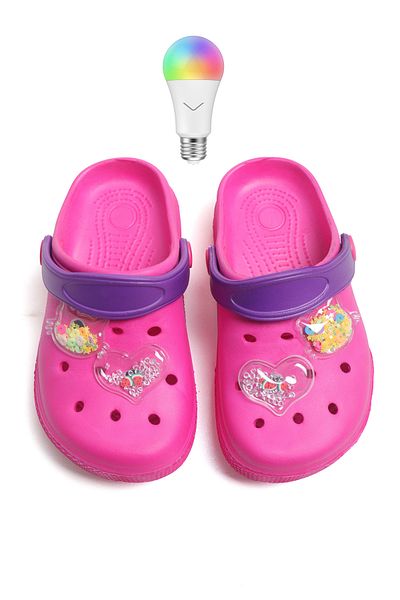 Kid's World Closed Front Pool Sea Beach Non-Slip Lighted Cross Slippers