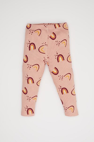 DeFacto Baby-Mädchen-Pyjama-Set mit Regenbogen-Aufdruck, langärmlig, gerippt, 2-teilig, D6801a5ns