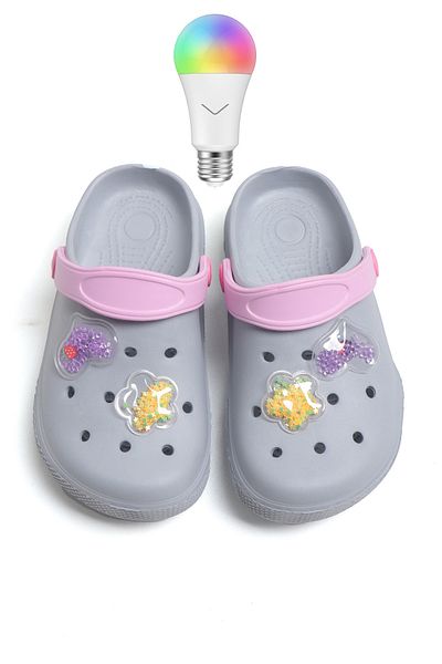 Kid's World Closed Front Pool Sea Beach Non-Slip Lighted Cross Slippers