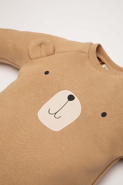DeFacto Beige Long Sleeve Jumpsuit for Baby Boy - Animal Print, Button and Snap D6021A524Wn