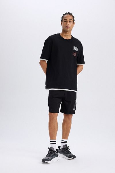 DeFacto Defactofit Nba Brooklyn Nets Oversize Wide Fit Crew Crew Sportovní tričko s krátkým rukávem D6562Ax25Sp