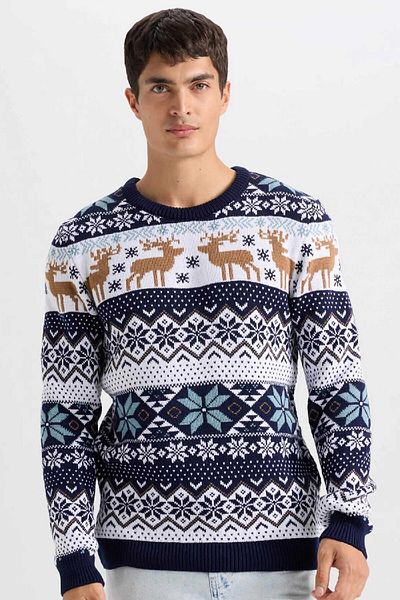 DeFacto Standard Fit karácsonyi témájú, nyakú kötöttáru pulóver D5486ax24wn