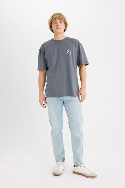 DeFacto 100% βαμβάκι Marvel Boxy Fit Crew λαιμόκοψη με στάμπα κοντομάνικο μπλουζάκι D6784ax25sp