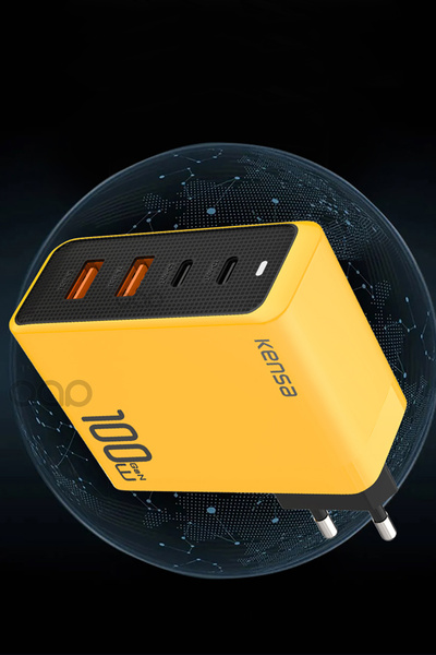 TEKNOHANE 100W Gan3 Turbo Hızlı Şarj Cihazı Type-C QC PD 2xUsb-C 1xUsb-A (Gerçek 100 Watt)