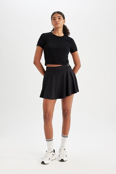 DeFacto Crew Neck Fit Crop Sports T-Shirt - Short Sleeve D2200Ax24Au