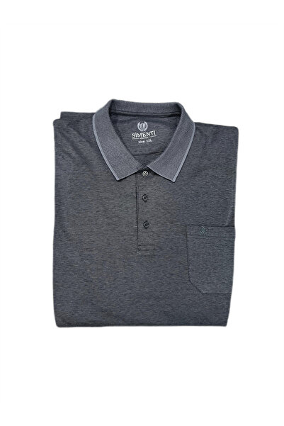 SİMENTİ Comfy Fit Plus Size Cotton Polo Collar Pocket T-Shirt