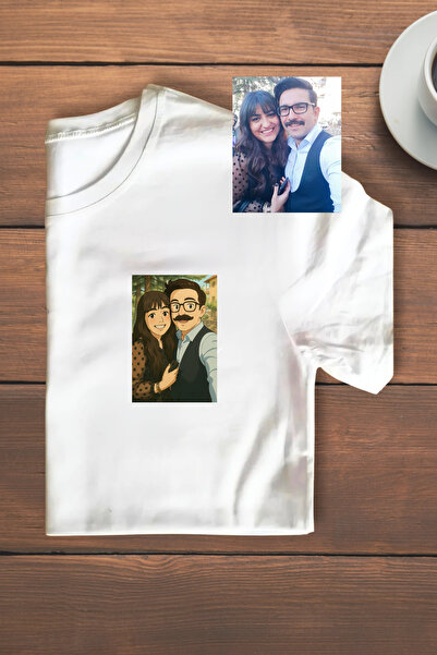barsdepo Kişiye Özel Fotoğraf Anime Çizim Baskılı T-shirt