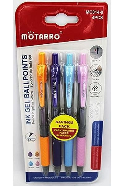 MOTARRO - ink gel ballpoint pens - a pack of 4 vibrant and colorful pen