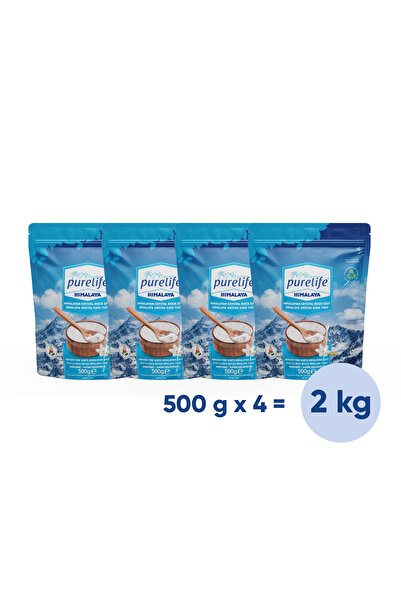 PureLife Himalaya Tuzu Set Ince Iyotlu Kristal Kaya Tuzu Beyaz 500g X4 |rafin...