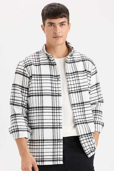 DeFacto Long Sleeve Flannel Polo Shirt - Regular Fit D5835Ax24Au