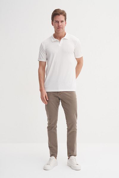 Cazador Men's Cazador White Premium Summer Regular Fit Relaxed Cut Polo Neck Custom Pattern T-Shirt