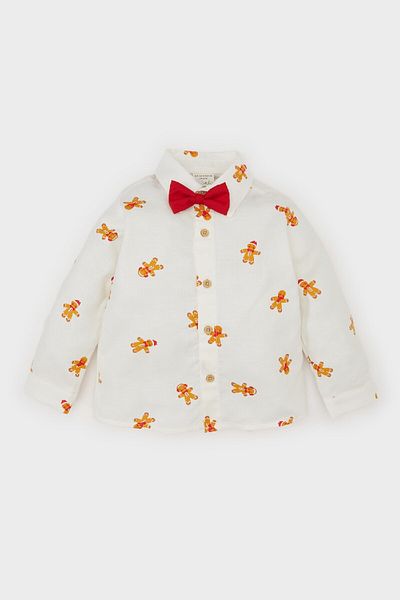 DeFacto Baby Boy Christmas Themed Twill Long Sleeve Shirt D6735A524Wn