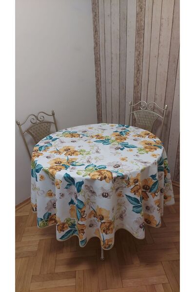 gonk Round, Country Patterned, Duck (Liquid Pusher, Stain Proof) Fabric, Tablecloth