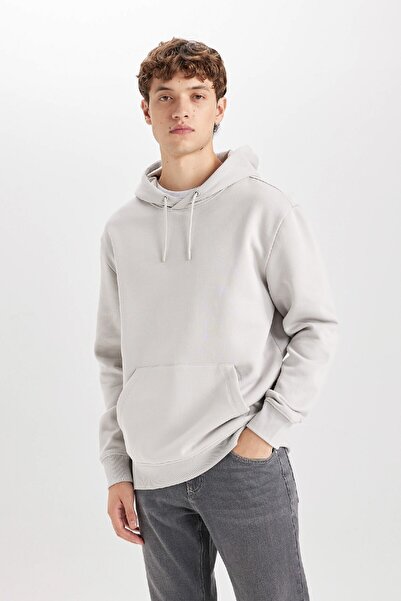 DeFacto Regular Fit Kapüşonlu Kanguru Cepli Içi Yumuşak Tüylü Basic Düz Sweatshirt X8283az25sp