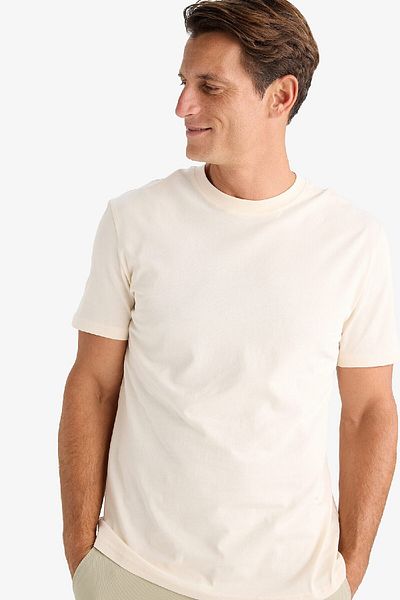 DeFacto 100 % Baumwolle Neues Basic-T-Shirt mit Rundhalsausschnitt und normaler Passform, einfarbig, kurzärmelig V7699az25sp