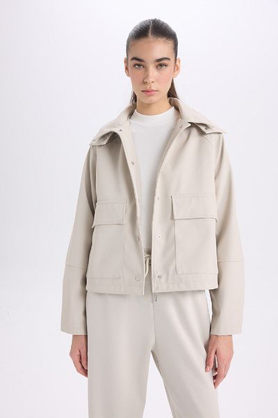 DeFacto Water Repellent Hood Detail Shirt Collar Rubber Look Raincoat D5751Ax25Sp