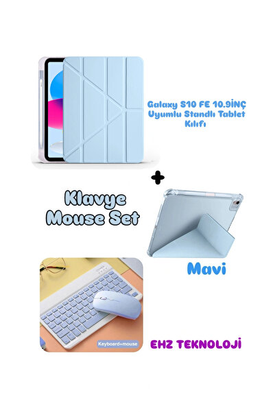 EHZ TEKNOLOJİ Galaxy Tab S10 Fe 10.9İnç Uyumlu Standlı Tablet Kılıf Bluetooth...