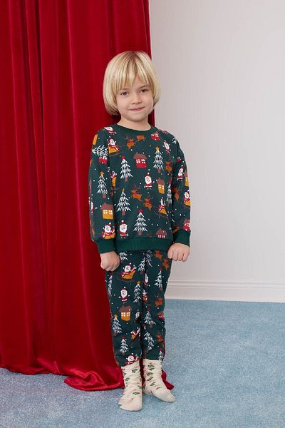 DeFacto Baby Boy New Year Printed Thin Sweatshirt Fabric Set of 2 D6730A524Wn