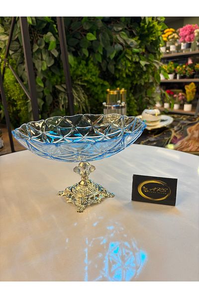 Paşabahçe Ars Pasabahce Estrella Silver Metal Pedestal Decor Plate, Bowl, Presentation, Sugar Bowl, Fruit Bowl, Gift