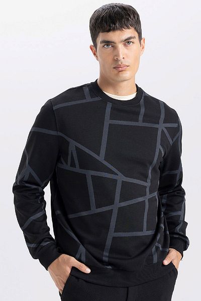 DeFacto Modernes, gemustertes Sweatshirt mit Rundhalsausschnitt A7824ax24au