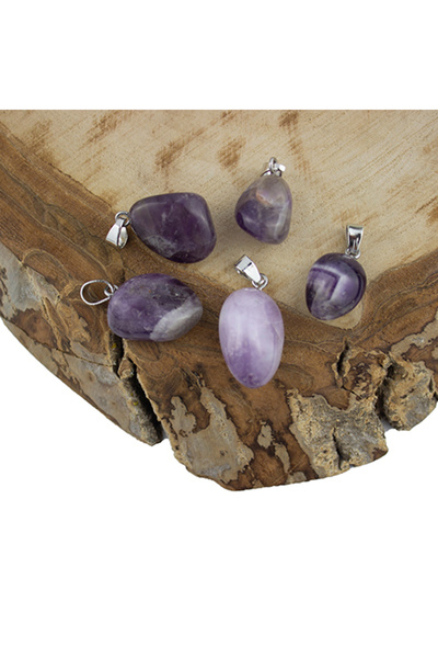 Prestij Boncuk Κρεμαστό μενταγιόν τύμπανο από φυσική πέτρα Amatist Stone