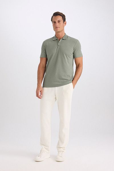 DeFacto Slim Fit Slim Fit Κοντό μανίκι Βαμβακερό Modal Blended Basic απλό μπλουζάκι πόλο M6609az25sp