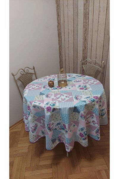 gonk Round, Country Patterned, Duck (Liquid Pusher, Stain Proof) Fabric, Tablecloth