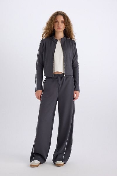 DeFacto Fitted Stand Collar Basic Plain Zipper Closure Modal Cardigan D6670Ax24Wn