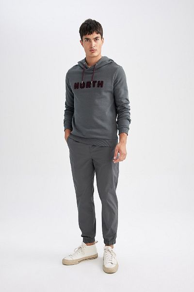 DeFacto Basic Cotton-Padded Jogger Pants - Straight Waist, Lace-Up Pockets, Elastic Leg D7782Ax24Au