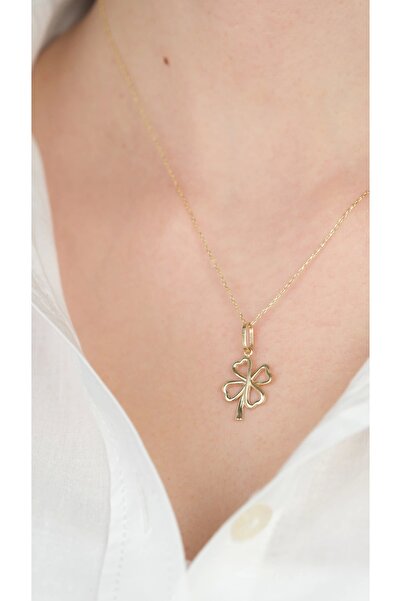 Arpaş 14 Ayar Altın İçi Boş Yoncalı Kolye Ucu 493