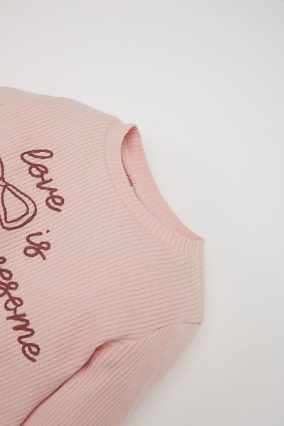 DeFacto Baby Girl Crew Neck Printed Ribbed Camisole Long Sleeve T-Shirt D6682A524Wn