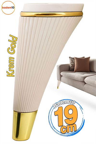 Badem10 Picior de mobilier din fier 19 cm Crem Aur Canapea de lux Fotoliu Unitate TV Picior de ridicare Picioare