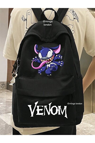weywot Black Venom Stitch Blue Dublu Imprimat Scoala, Sala de Clasă, Rucsac d...