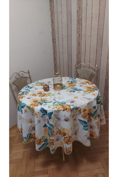 gonk Round, Country Patterned, Duck (Liquid Pusher, Stain Proof) Fabric, Tablecloth