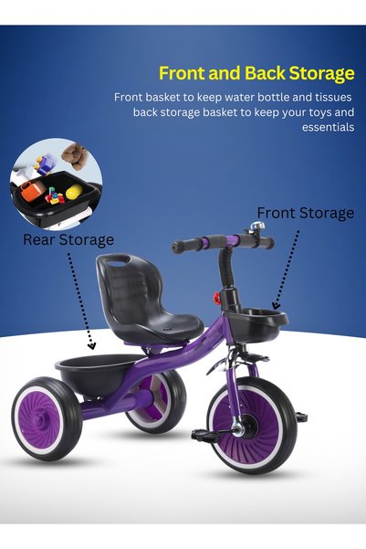 MG Baby Balance Bike For 2-6 Years Kids, Ride on Toys Tricycle For Kids with Front and Rear Basket