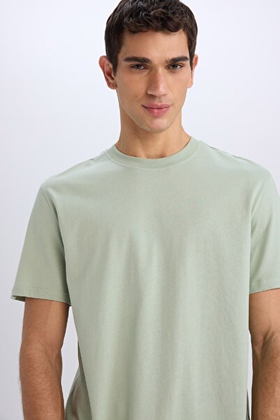 DeFacto 100% Cotton New Regular Fit Crew Neck Basic Plain Short Sleeve T-Shirt V7699Az25Sp