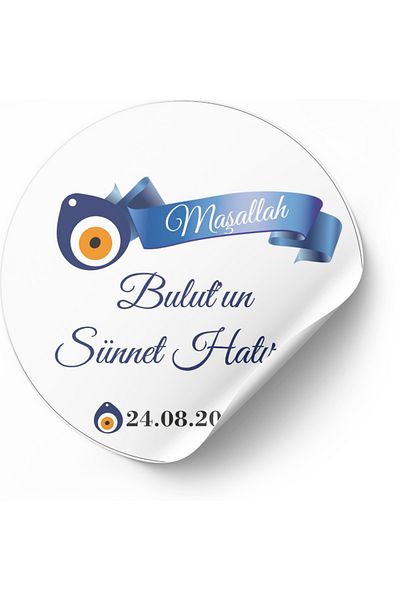 ARLetikettasarım Circumcision Souvenir Round Tag 5X5 cm 105 Pieces