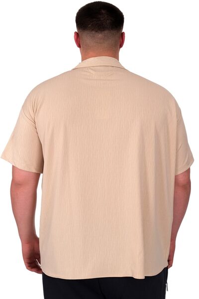 ModeXL XL Size Men's Shirt Beige Jacquard U24382 Pattern
