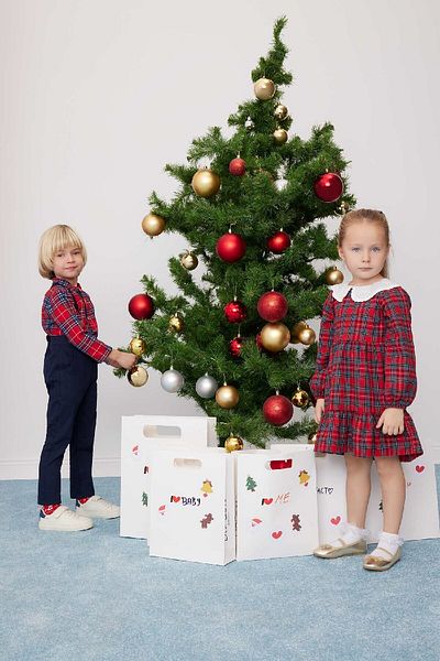 DeFacto Kariertes, langärmliges Flanellkleid für Babys mit Neujahrsmotiv D6253a524wn