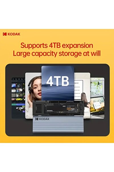 Kodak E020 PRO M2 NVMe+Sata Muhafaza Kutusu Çift Protokol CE Lisans 2280/2260/2242/2230/10Gbps Yüksek Hız