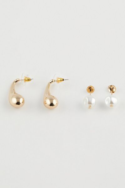 DeFacto Gold Pearl 2-Piece Women's Earring Set - D6385Axns