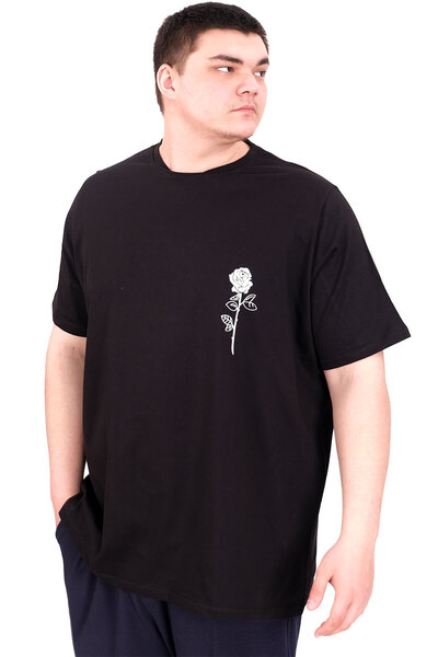 ModeXL Ανδρικό μπλουζάκι Mode XL μεγάλου μεγέθους με λαιμόκοψη και μαύρο χρώμα