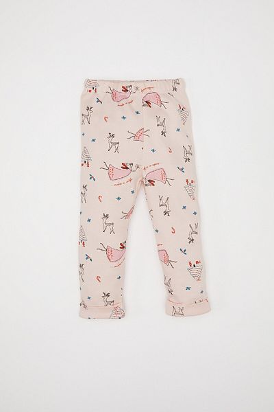 DeFacto Baby Girl Set of 2 New Year Themed Long Sleeve Top with Elastic Waist Bottom D6516A524Wn