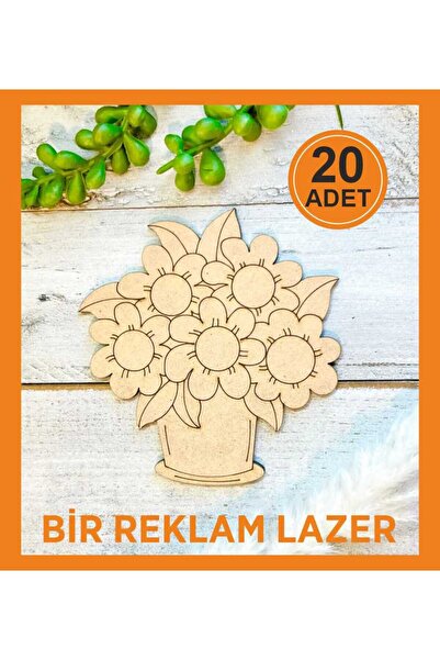 birlazer Ahşap Boyanabilir Dekoratif Çiçek Buketi Boyama Bahar Dekorasyonu Ak...