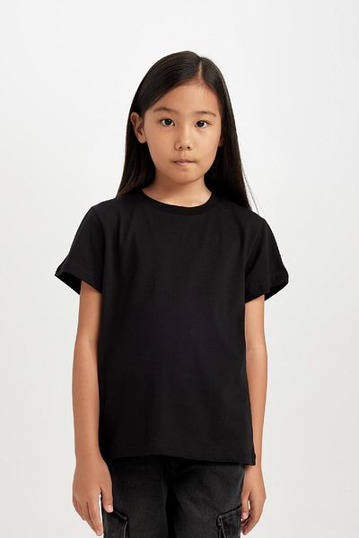 DeFacto Girl's Regular Fit Crew Neck Short Sleeve T-Shirt D8506A8Ns