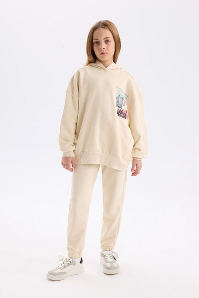 DeFacto Zweiteiliges Set mit bedrucktem Sweatshirt mit Rundhalsausschnitt und elastischem Jogginghose für Mädchen – D4057a824wn