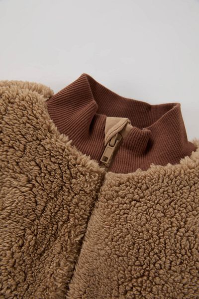 DeFacto Baby Boy Zippered Stand Collar Plush Vest with Pockets B2177A524Wn