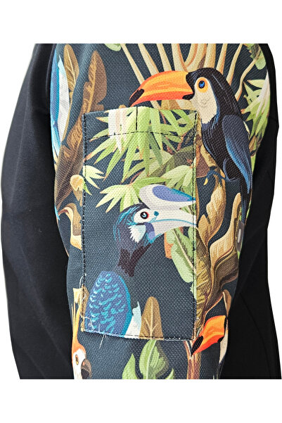 Ant Rotagrup Üniforma ve İş Elbiseleri Jachetă de bucătar unisex - model de pasăre tropicală, catarame pentru mâncare, mânecă scurtă, bucătărie de vară Kufoz