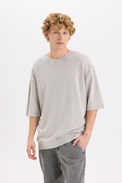 DeFacto Loose Fit Crew Neck Washed Faded Effect Short Sleeve T-Shirt C0709Ax25Sp